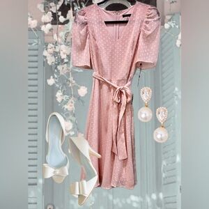 Tommy Hilfiger Women's Puff Sleeve V-Neck Tie Waist Chiffon Mini Dress